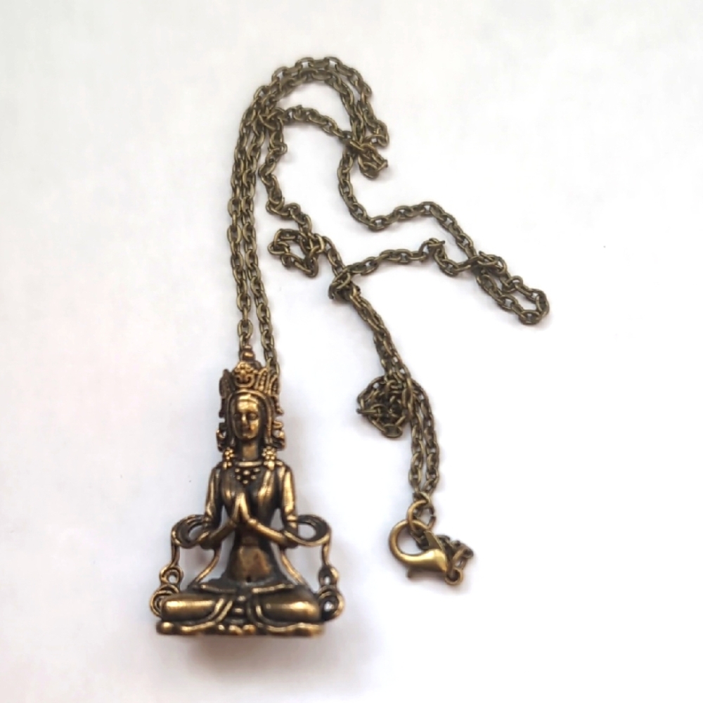 Brass Buddha Pendant Necklace